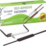 OLYMPX 100 Pcs of 1” Capacity Premium Self Adhesive Prong Paper Fastener Bases, 2.75 Inch Center for Paper File Clip Folder Accessories, 100 per Box